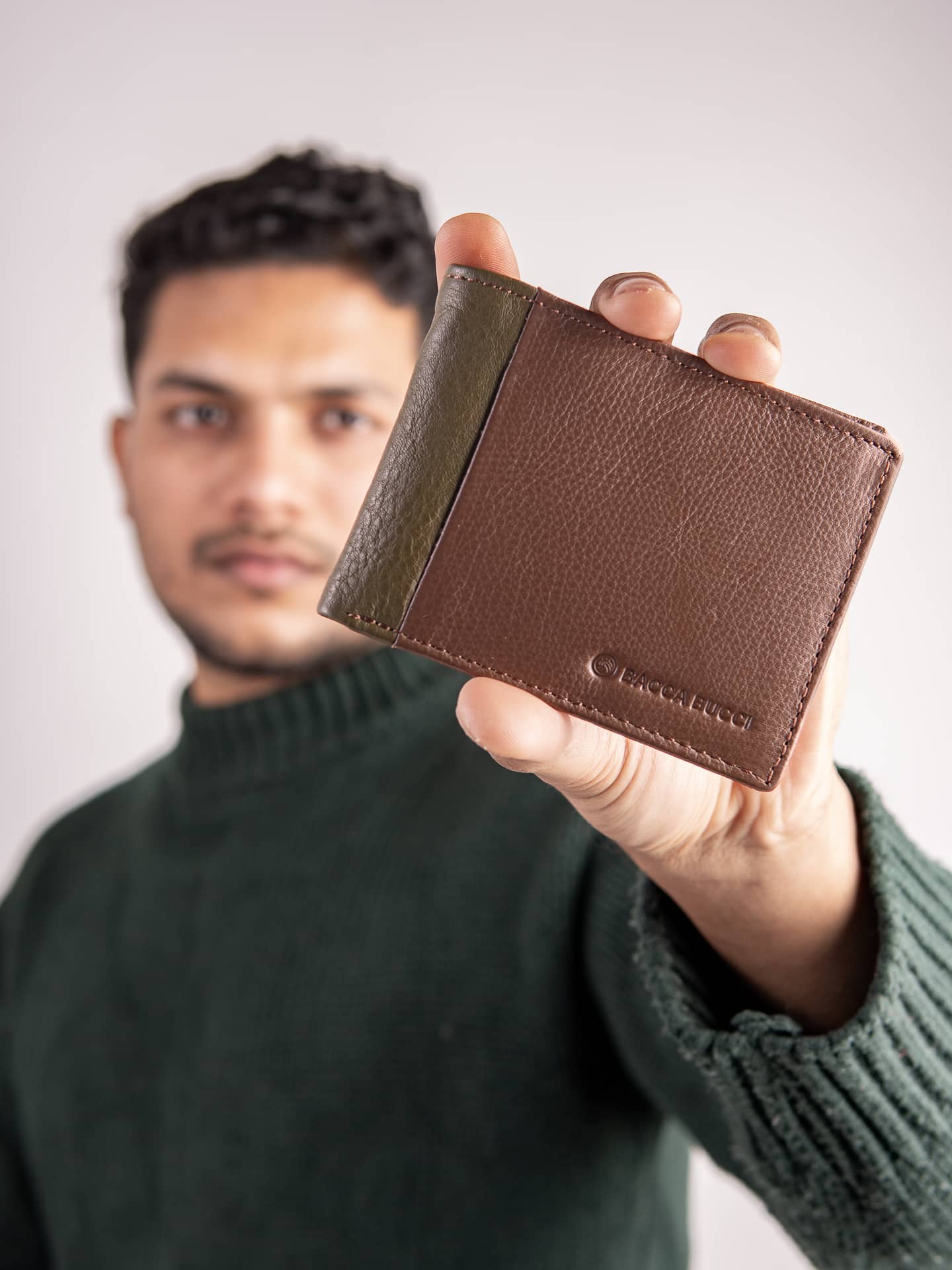 Bacca Bucci Men’s Genuine Leather Bi-Fold Wallet – Sleek, Dual-Tone Design