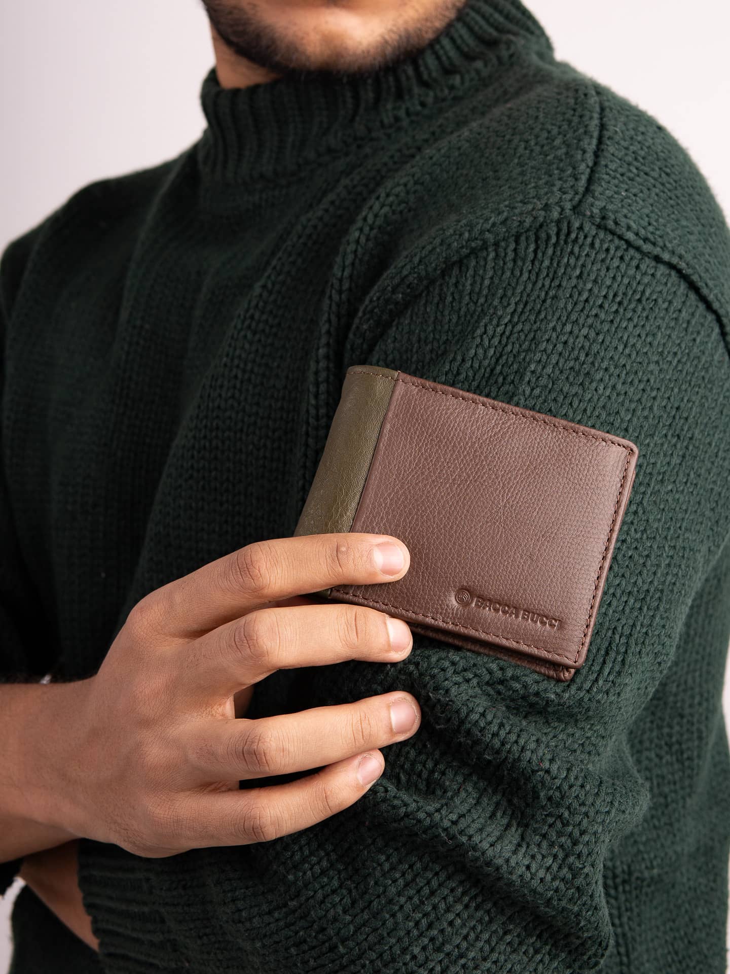 Bacca Bucci Men’s Genuine Leather Bi-Fold Wallet – Sleek, Dual-Tone Design