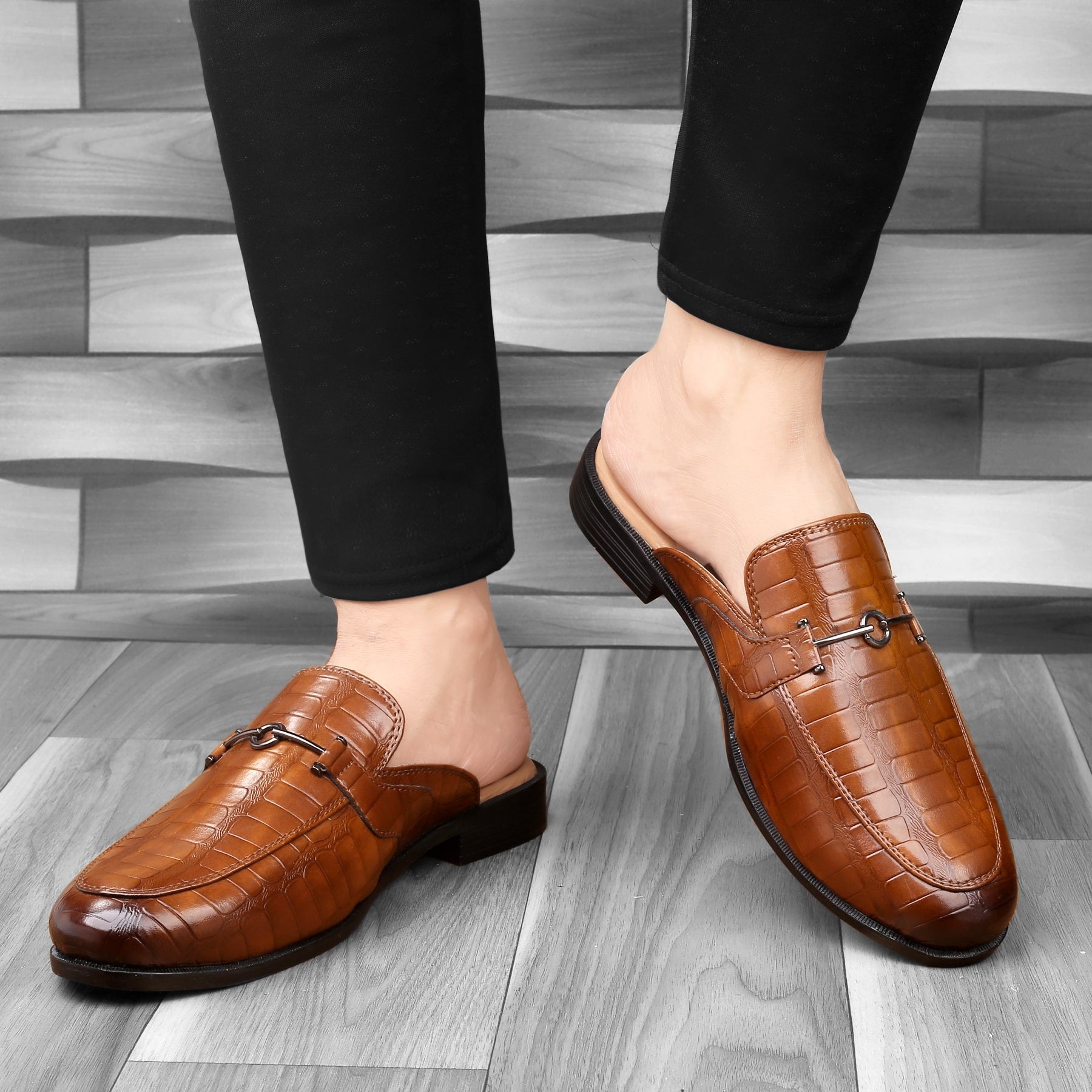 Bacca Bucci Men's NOVA Mules Clogs Open back Loafers with Comfortable Memory Insoles | Party Ethnic Wear Shoes