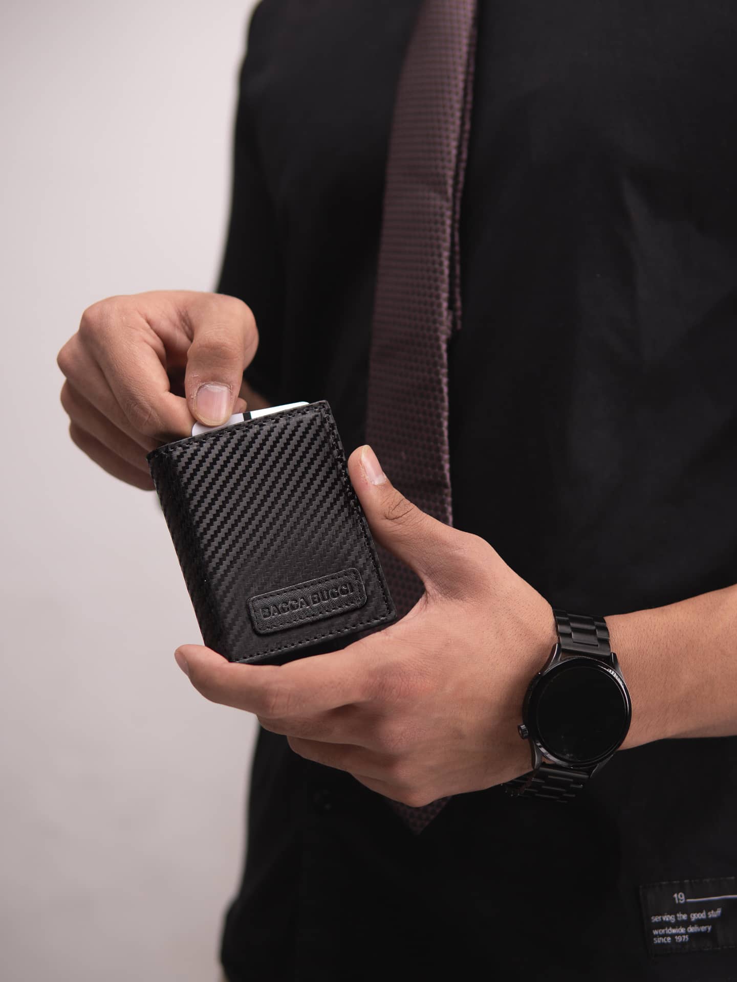 Bacca Bucci CarbonEdge Leather Wallet with Metal Money Clip