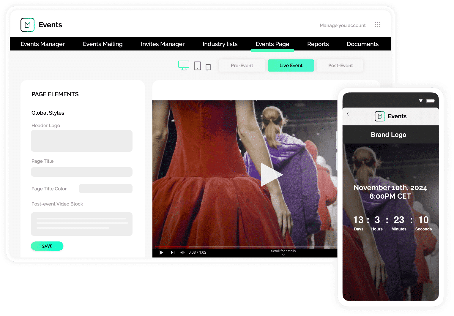 product screen showing the creation of a digital publishing events marketing award show