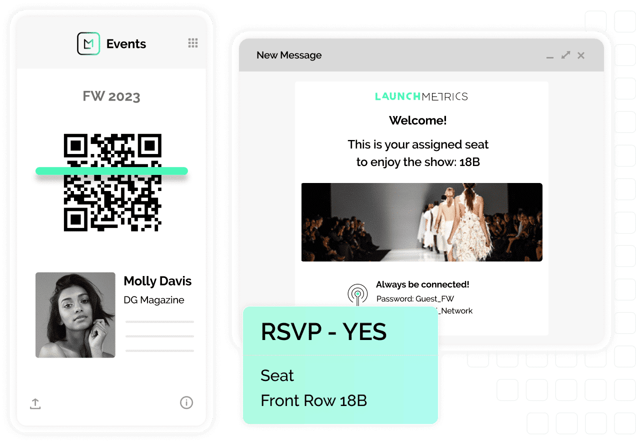 pantalla de producto que muestra la función de gestión de eventos del software para marketing de moda y lujo